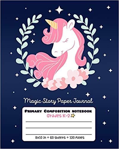 okumak Primary Composition Notebook Grades K-2 Magic Story Paper Journal: Picture drawing and Dash Mid Line hand writing paper - Dark Purple Unicorn Design (Unicorn Magic Story Journal, Band 4)