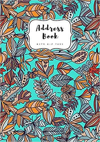 okumak Address Book with A-Z Tabs: A5 Contact Journal Medium | Alphabetical Index | Abstract Hand Draw Floral Design Turquoise