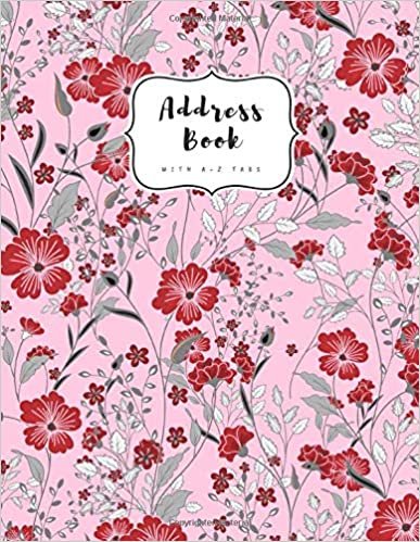okumak Address Book with A-Z Tabs: A4 Contact Journal Jumbo | Alphabetical Index | Large Print | Botanical Wild Flower Design Pink