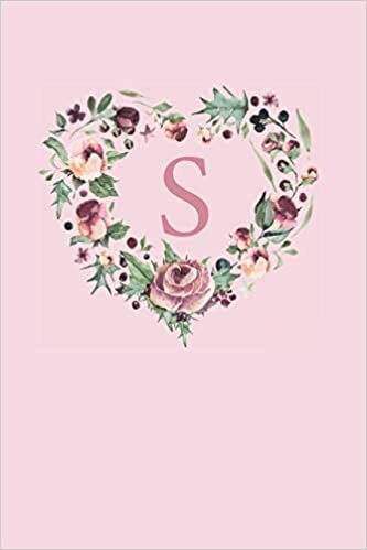 okumak S: Pink Monogram Sketchbook | 110 Sketchbook Pages (6 x 9) | Soft Pink Roses and Peonies in a Watercolor Heart Shaped Wreath Monogram Sketch Notebook ... Letter Journal | Monogramed Sketchbook
