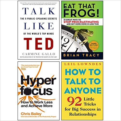 Talk Like TED, Hyperfocus, Eat That Frog!, How to Talk to Anyone 4 Books Collection Set