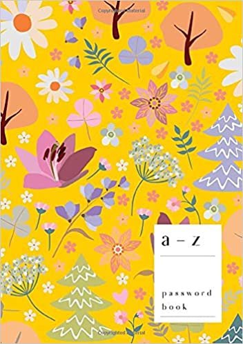 okumak A-Z Password Book: A5 Medium Password Notebook with A-Z Alphabet Index | Large Print Format | Cute Blossom Art Floral Design | Yellow