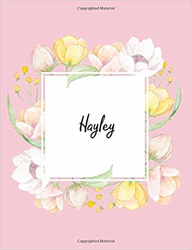 okumak Hayley: 110 Ruled Pages 55 Sheets 8.5x11 Inches Water Color Pink Blossom Design for Note / Journal / Composition with Lettering Name,Hayley