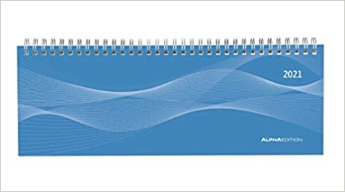 okumak Tisch-Querkalender PP-Cover blau 2021 - Büro-Planer 29,7x10,5 cm - Tisch-Kalender - 1 Woche 2 Seiten - Ringbindung - Alpha Edition