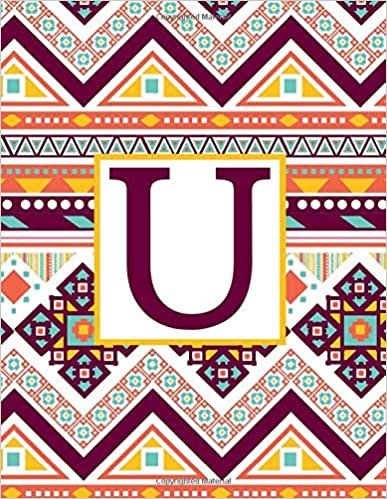 okumak U: Monogram Initial U Notebook for Women and Girls-Multicolored Tribal Print-120 Pages 8.5 x 11