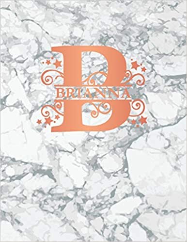 okumak Brianna: Personalized Journal Notebook for Women or Girls. Monogram Initial B With Name. White Marble &amp; Rose Gold Cover. 8.5&quot; x 11&quot; 110 Pages Lined Journal Paper