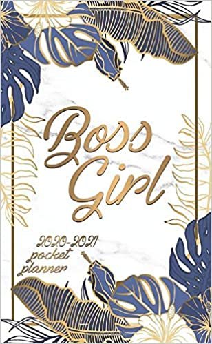 okumak Boss Girl 2020-2021 Pocket Planner: 2 Year Calendar &amp; Agenda with Monthly Spread View - Two Year Organizer with Inspirational Quotes, U.S. Holidays, Vision Board &amp; Notes - Pretty Tropical Gold Marble