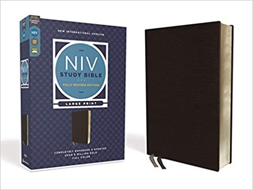 okumak NIV Study Bible, Fully Revised Edition, Large Print, Bonded Leather, Black, Red Letter, Comfort Print