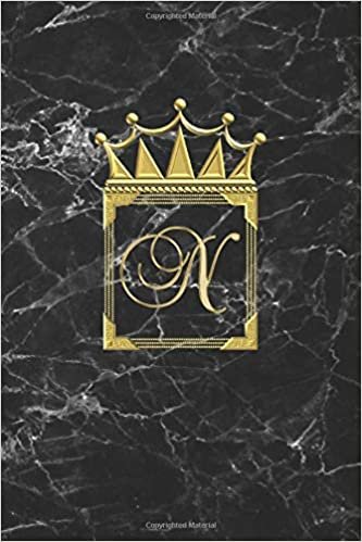 okumak N: Personalised Journal Notepad (Blank Lined) Diary / Letter Notebook / Initial Diary For Girls / N Monogram / Can Be Useful For Writing Notes Ideas ... And Gold Marble Design / Letter With Crown