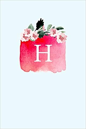 okumak H: 110 College-Ruled Pages | Monogram Journal and Notebook with a Classic Light Blue Background of Floral Watercolor Design | Personalized Initial Letter Journal | Monogramed Composition Notebook