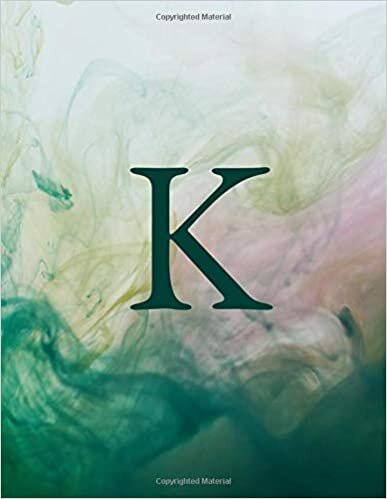 okumak K: Monogram Initial K Notebook for Women and Girls-Green Watercolor Ink-120 Pages 8.5 x 11