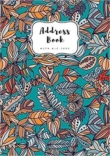 okumak Address Book with A-Z Tabs: A5 Contact Journal Medium | Alphabetical Index | Abstract Hand Draw Floral Design Teal