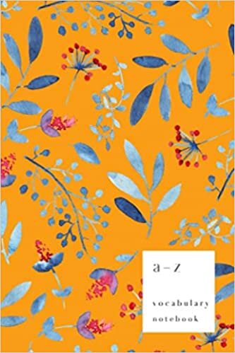 okumak A-Z Vocabulary Notebook: 4x6 Small Journal 2 Columns with Alphabet Index | Watercolor Meadow Flower Cover Design | Orange