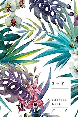 okumak A-Z Address Book: 4x6 Small Notebook for Contact and Birthday | Journal with Alphabet Index | Watercolor Tropical Leaf Cover Design | White