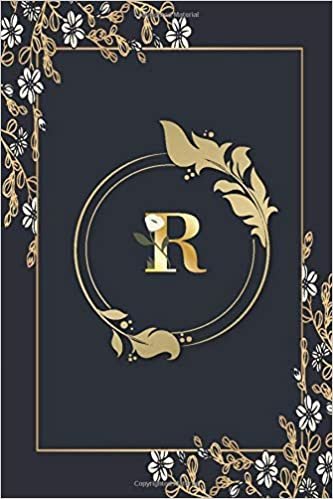okumak Initial Monogram Letter ‘R’: Sweet Initial Monogram Letter ‘R’ Lined Notebook | Journal, 110, 6&quot;x9&quot; Paperback. Cute to be used as Diary or for taking notes- Print on Black and Gold
