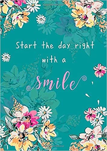 okumak Start The Day Right with A Smile: B6 Large Print Password Notebook with A-Z Tabs | Small Book Size | Colorful Painting Flower Design Teal