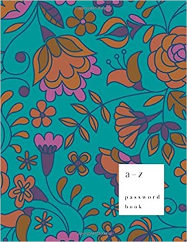 okumak A-Z Password Book: 8.5 x 11 Big Password Notebook with A-Z Alphabet Index | Large Print Format | Drawing Wildflower Design | Teal