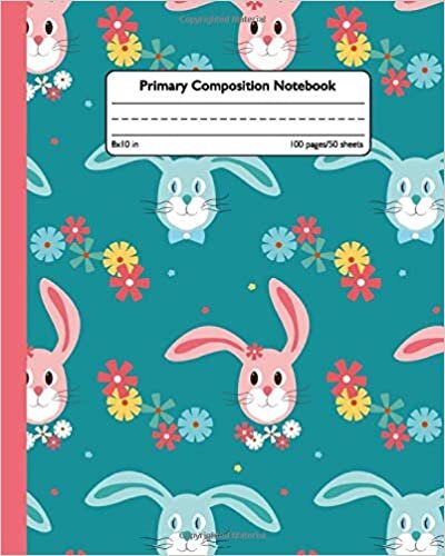 okumak Primary Composition Notebook: Floral Handwriting Notebook with Dashed Mid-line and Drawing Space | Grades K-2, 100 Story Pages | Pretty Nifty Bunny Print for Kids