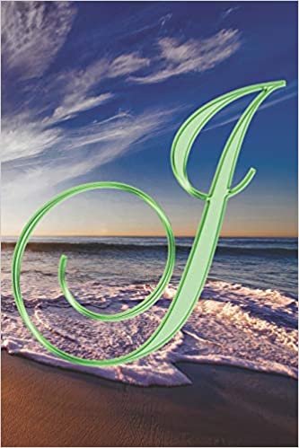 okumak J Journal: A Monogram J Initial Capital Letter Notebook For Writing And Notes: Great Personalized Gift For All First, Middle, Or Last Names (Green Gold Sunset Beach Print)