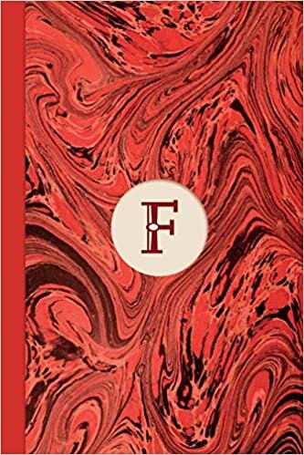 okumak Monogram F Marble Notebook (Regency Red Edition): Blank Lined Marble Journal for Names Starting with Initial Letter F