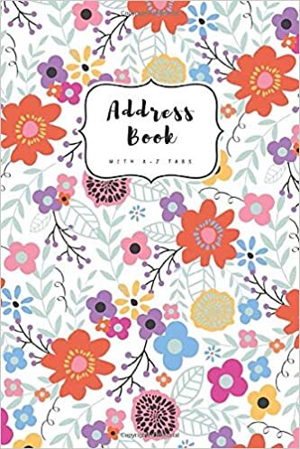 okumak Address Book with A-Z Tabs: 4x6 Contact Journal Mini | Alphabetical Index | Pretty Floral Leaf Design White