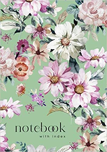 okumak Notebook with Index: B5 Lined-Journal Organizer Large with A-Z Alphabetical Sections | Beautiful Painting Flower Design Green