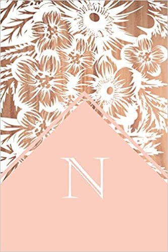 okumak N: Elegant monogrammed blank dotted journal: Beautiful and classic bulleted dot grid notebook: Distinctive wood, pink and white floral design