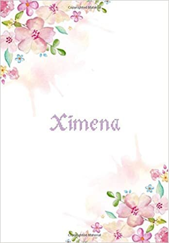okumak Ximena: 7x10 inches 110 Lined Pages 55 Sheet Floral Blossom Design for Woman, girl, school, college with Lettering Name,Ximena