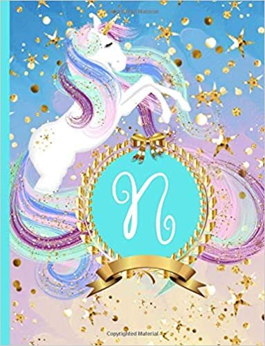 okumak N: Beautiful Unicorn Composition, 110 Pages, 8.5x11, Girls and Women Monogram Notebook, Monogrammed Initial Notebook, Girls and Women Initial ... (Monogram Notebooks for Women and Girls)