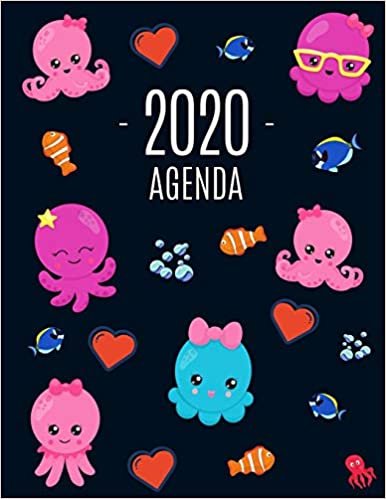 okumak Poulpe Agenda 2020: Pieuvre Planificateur Mensuel | Janvier à Décembre 2020 | Pour l’Organisation à la Maison ou au Bureau