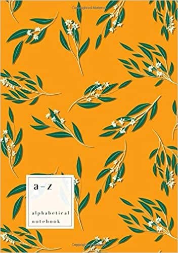okumak A-Z Alphabetical Notebook: B5 Medium Ruled-Journal with Alphabet Index | Eucalyptus Leaf Branch Cover Design | Orange