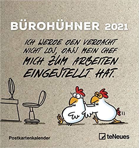 okumak Bürohühner 2021 - Postkarten-Kalender – Kalender-mit-Postkarten - zum-raustrennen - 16x17