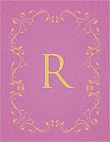 okumak R: Modern, stylish, capital letter monogram ruled composition notebook with gold leaf decorative border and baby pink leather effect. Pretty with a ... use. Matte finish, 100 lined pages, 8.5 x 11.