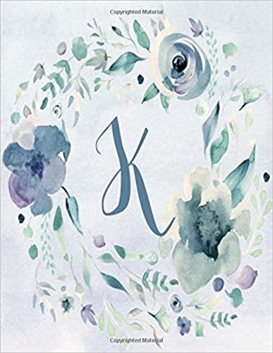 okumak Notebook 8.5”x11”, Letter K - Blue Purple Floral Design: College-ruled lined format exercise book with flowers and alphabet letters, initials ... Blue Purple Floral Design Notebook 8.5”x11”)