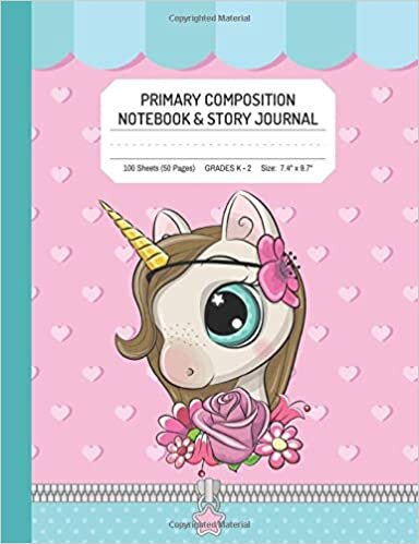 okumak Primary Composition Notebook and Story Journal | Pink Girl Unicorn: Grades K-2 | 100 Lined Sheets | Size 7.4&quot; x 9.7&quot; (Cottage Path Press Coloring Activity Books for Kids, Band 1)