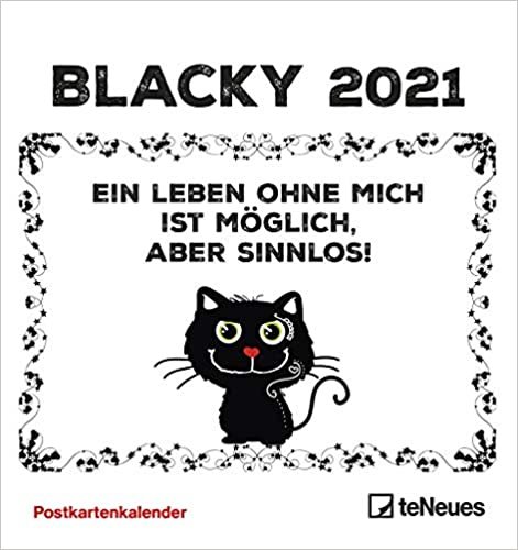 okumak Blacky 2021 - Postkarten-Kalender – Kalender-mit-Postkarten - zum-raustrennen - 16x17