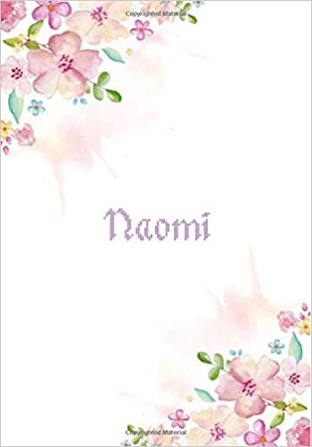 okumak Naomi: 7x10 inches 110 Lined Pages 55 Sheet Floral Blossom Design for Woman, girl, school, college with Lettering Name,Naomi