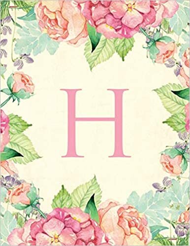 okumak H: Traditional watercolor, stylish, decorative and simple floral capital letter monogram lined notebook, pretty, cute and suitable for women and ... 100 college ruled pages 8.5 x 11 size.