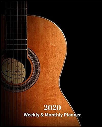 okumak 2020 Weekly and Monthly Planner: Brown Guitar - Monthly Calendar with U.S./UK/ Canadian/Christian/Jewish/Muslim Holidays– Calendar in Review/Notes 8 x 10 in.-Music / Musical Instruments / Guitar