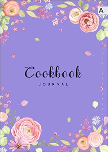 okumak Cookbook Journal: A4 Large Recipe Book for Own Recipes | A-Z Alphabetical Tabs Printed | Watercolor Flower and Leaf Design Blue-Violet