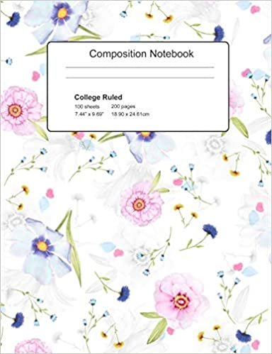 okumak Composition Notebook, College Ruled: Pink Flowers, Floral Design