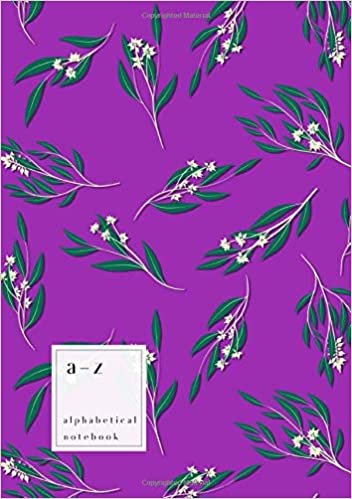 okumak A-Z Alphabetical Notebook: B5 Medium Ruled-Journal with Alphabet Index | Eucalyptus Leaf Branch Cover Design | Purple