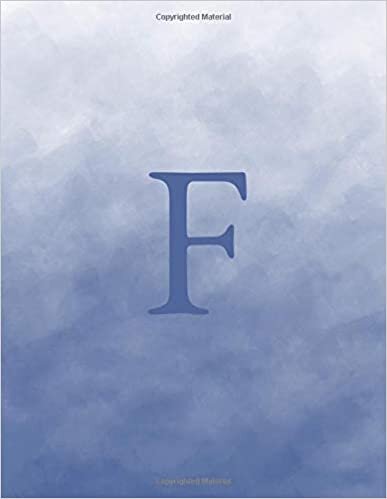 okumak F: Monogram Initial F Notebook for Women and Girls-Ombre Blue Watercolor-120 Pages 8.5 x 11