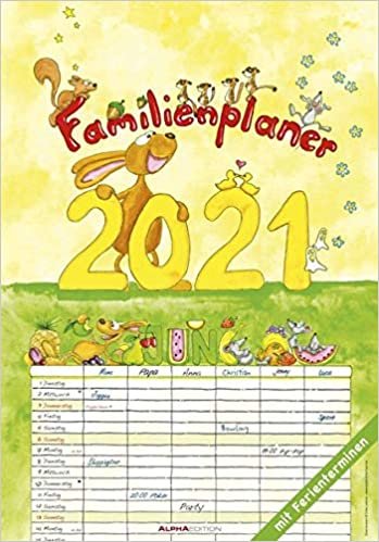 okumak Familienplaner Cartoon 2021 - Bild-Kalender 24x34 cm - Family Planner - Wandkalender - mit Platz für Notizen - Alpha Edition: by Silke Leskien
