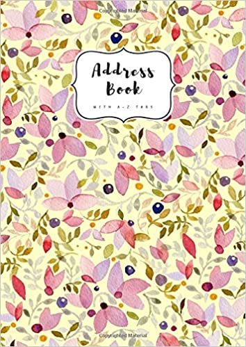 okumak Address Book with A-Z Tabs: A4 Contact Journal Jumbo | Alphabetical Index | Large Print | Watercolor Floral Pattern Design Yellow