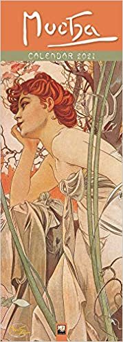 okumak Alphonse Mucha - Alfons Mucha 2021: Original Flame Tree Publishing-Kalender Slimeline [Kalender]