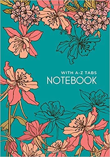 okumak Notebook with A-Z Tabs: B5 Lined-Journal Organizer Medium with Alphabetical Section Printed | Drawing Beautiful Flower Design Teal