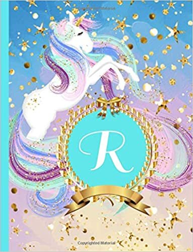 okumak R: Beautiful Unicorn Composition, 110 Pages, 8.5x11, Girls and Women Monogram Notebook, Monogrammed Initial Notebook, Girls and Women Initial ... (Monogram Notebooks for Women and Girls)