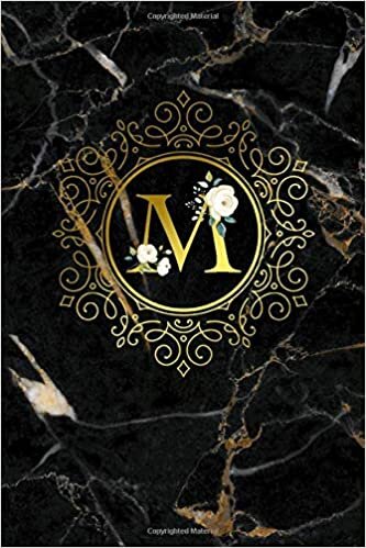 okumak M: Cute Black Marble Monogram Initial Letter M Wide Ruled Blank Notebook for Girls &amp; Women - Elegant Gold Personalized Wide Lined Journal &amp; Diary for Writing &amp; Notes.