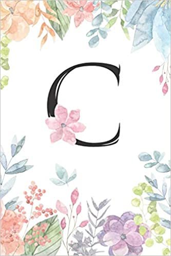 okumak Monogrammed Floral C Journal by Crazy Beautiful Designs: Watercolor Design notebook for Women, 120 pages 6 x 9